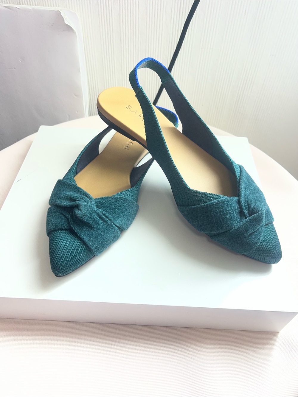Rothy's Teal Knot Pointed Slingback Flats - Women's